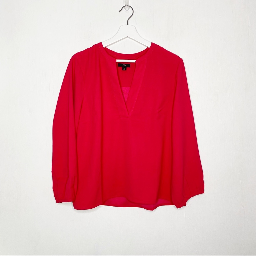 J. Crew Open V-Neck Top in 365 Crepe in Pink Size Large